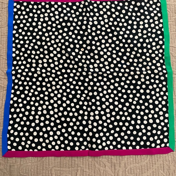 Saks Fifth Avenue Polka Dot Scarf - Black, White, Blue, Green, Pink - Picture 1 of 5